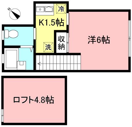 プラス経堂(1K/2階)の間取り写真