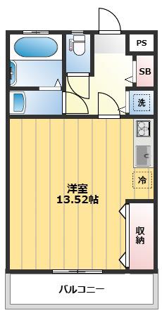 レインボーマンション(ワンルーム/2階)の間取り写真