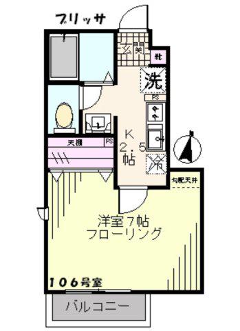 ブリッサ(1K/1階)の間取り写真