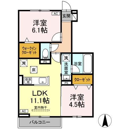 ルミナーレ(2LDK/1階)の間取り写真