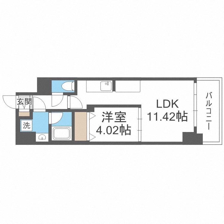 プレジオ鎗屋町(1LDK/2階)の間取り写真