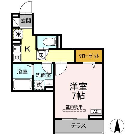 ネオアイリス大森(1K/1階)の間取り写真