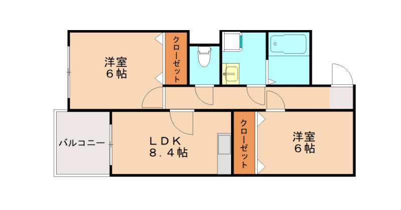 ダイヤモンドライフ(2DK/5階)の間取り写真