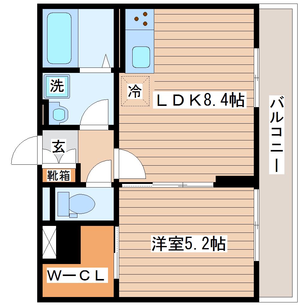 ブラウニー(1LDK/2階)の間取り写真