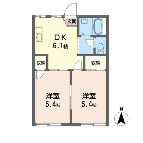 サンライフ名取(2DK/1階)の間取り写真