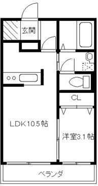 ペルラ湘南(1LDK/2階)の間取り写真