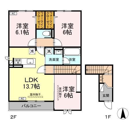 ミモザ・ヴェルデ(3LDK/2階)の間取り写真