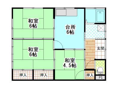 コーポ吉岡(3DK/2階)の間取り写真