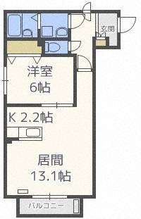 ポラリス中島公園(1LDK/1階)の間取り写真