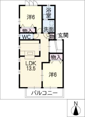 リッツハウス(2LDK/2階)の間取り写真