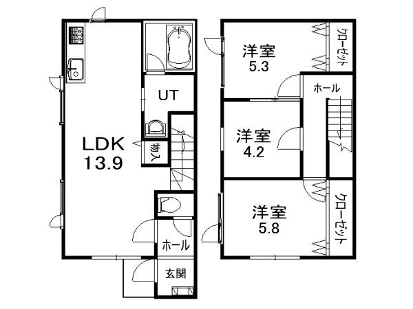 ハイツからんII(3LDK/1階)の間取り写真
