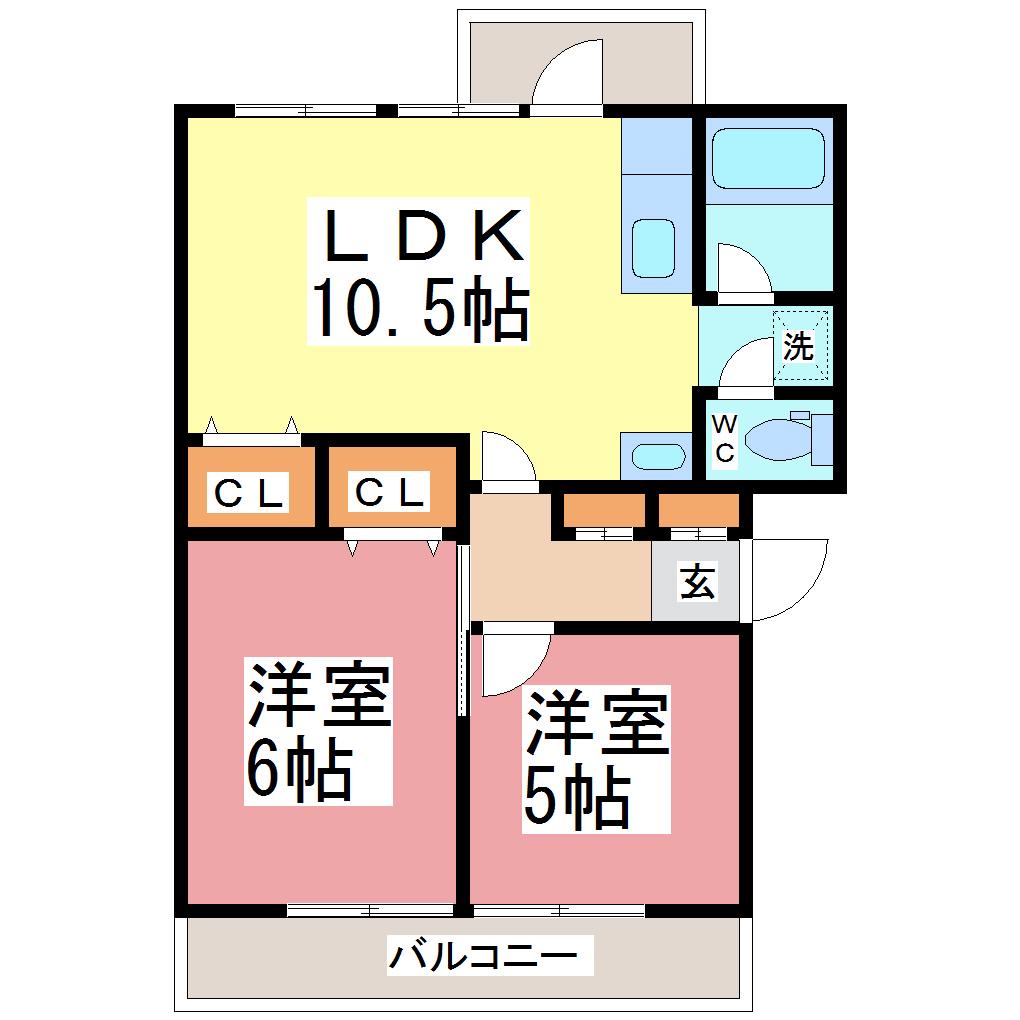 前田第一コーポ(2LDK/2階)の間取り写真