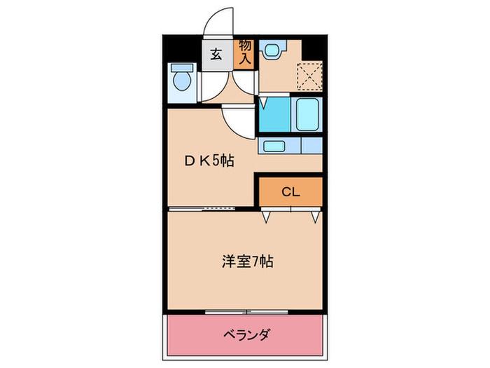 ARTHU-WIND 赤間(1DK/3階)の間取り写真