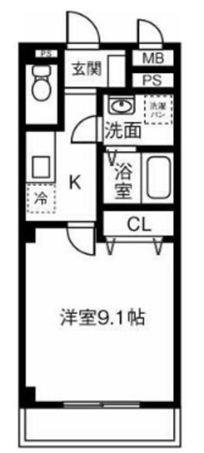GREEN GABLES(1K/2階)の間取り写真