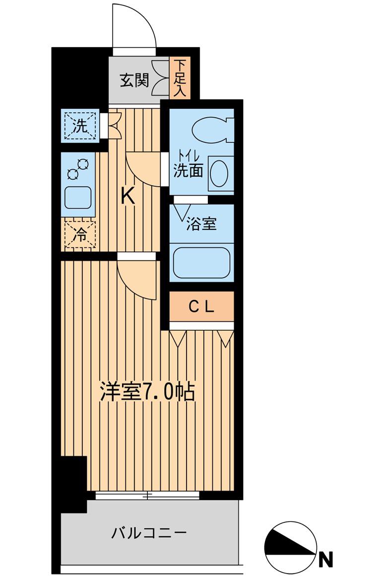 ケーディーエックスレジデンス立川(1K/2階)の間取り写真