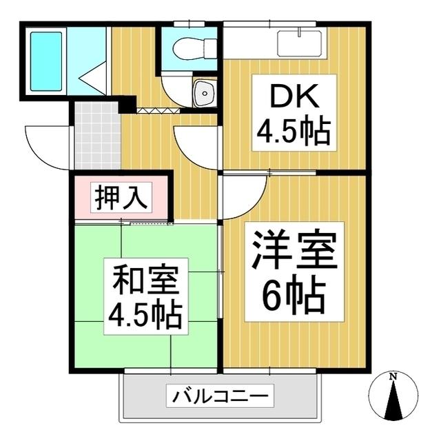メゾンド湯河原(2DK/1階)の間取り写真