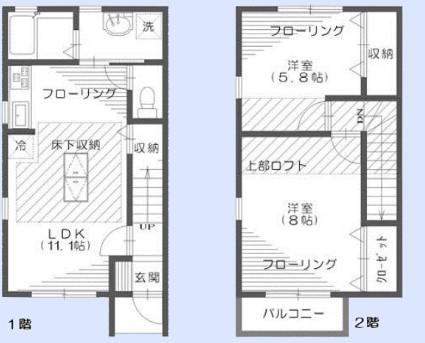 ヴァンメルベージュ(2LDK/1階)の間取り写真