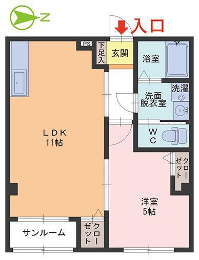 プログレ新田(1LDK/2階)の間取り写真