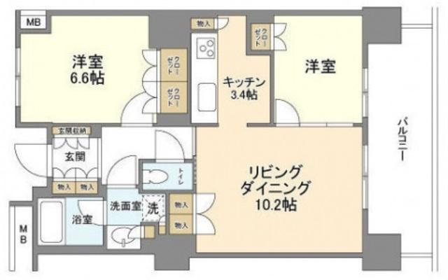 豊洲シエルタワー(2LDK/29階)の間取り写真