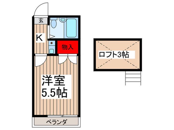 スガパレス2(1K/2階)の間取り写真