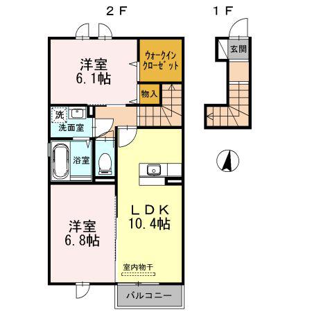 セジュール東宝塚(2LDK/2階)の間取り写真