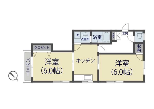 コーポアロフィII(2DK/3階)の間取り写真