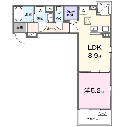 グラース(1LDK/2階)の間取り写真