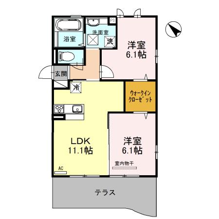 セジュール優(2LDK/1階)の間取り写真