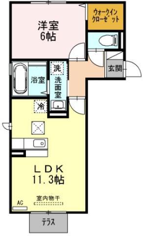 シャインクレールB(1LDK/1階)の間取り写真