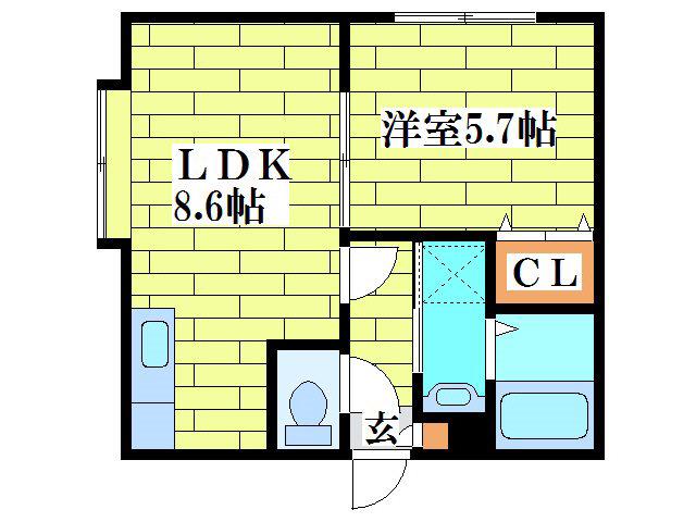 パルティールTM清田(1LDK/2階)の間取り写真