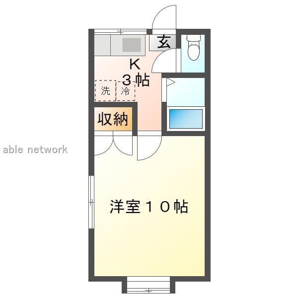 ブリリアントI(1K/2階)の間取り写真
