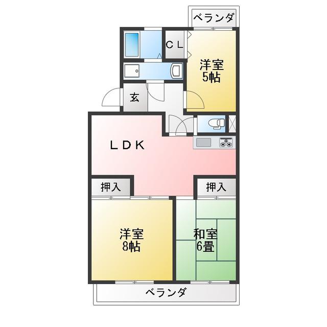フローレンスI(3LDK/2階)の間取り写真