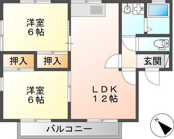 セジュール相生 1(2LDK/2階)の間取り写真