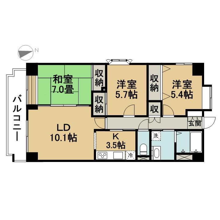 第3サヨネビル(3LDK/8階)の間取り写真