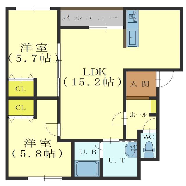 STELLA桔梗ステラ桔梗(2LDK/2階)の間取り写真