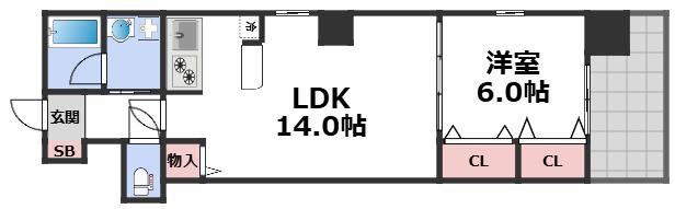 BROAD阿倍野阪南町RESIDENCE(1LDK/8階)の間取り写真