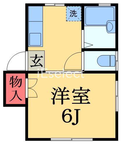 スカイメイト都賀(1K/1階)の間取り写真