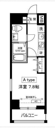 ミレベル千歳台(1K/2階)の間取り写真