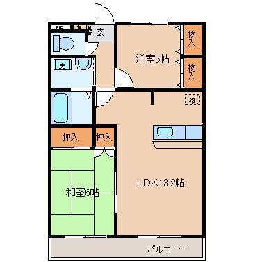 サンフィールドマンション(2LDK/2階)の間取り写真