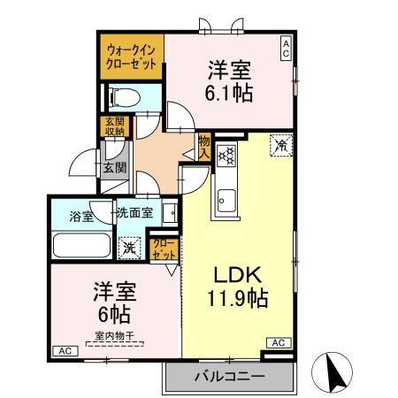 SHYMPATHIQUE(2LDK/3階)の間取り写真