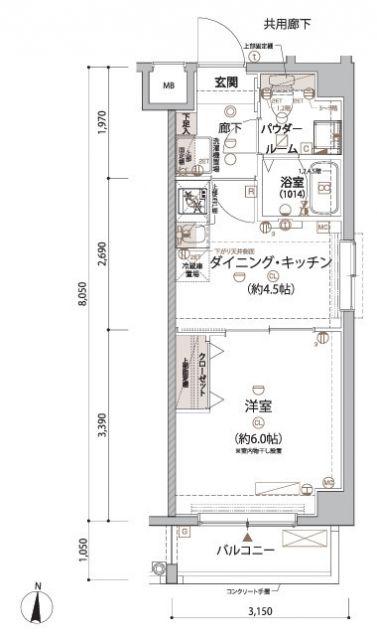 ARCOBALENO KAMEIDOII(1DK/4階)の間取り写真