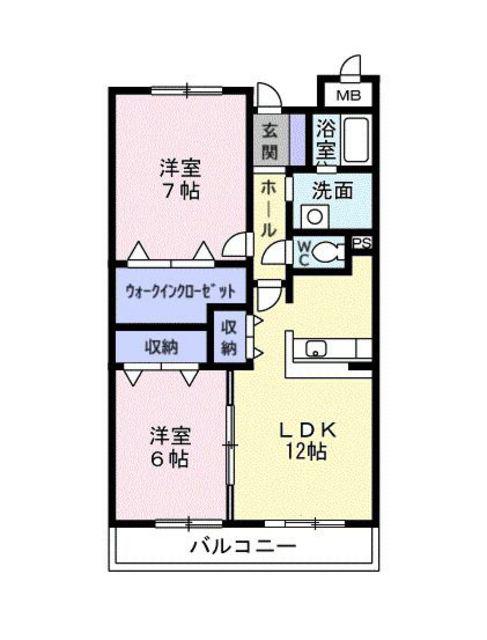 グラン・シャンミリュー(2LDK/2階)の間取り写真