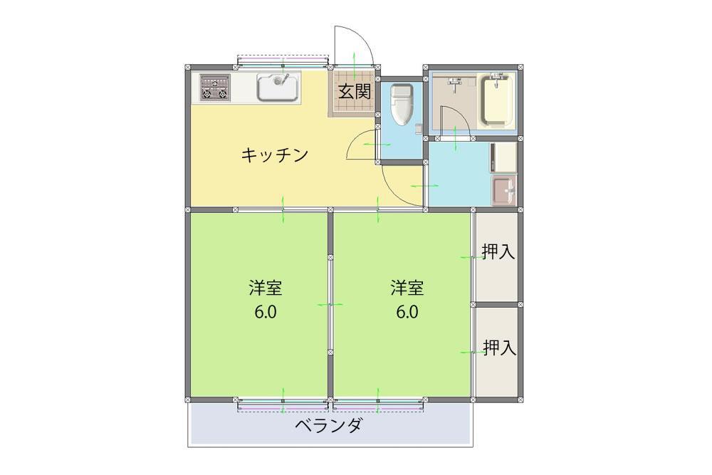 第3司コーポ(2DK/1階)の間取り写真