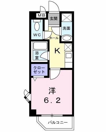 スクエア21(1K/2階)の間取り写真