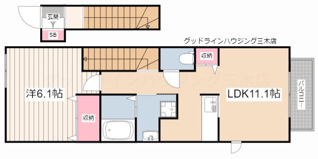 イマージュ(1LDK/2階)の間取り写真