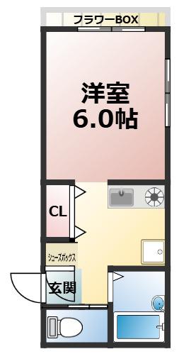 マイユクール谷中(1K/1階)の間取り写真