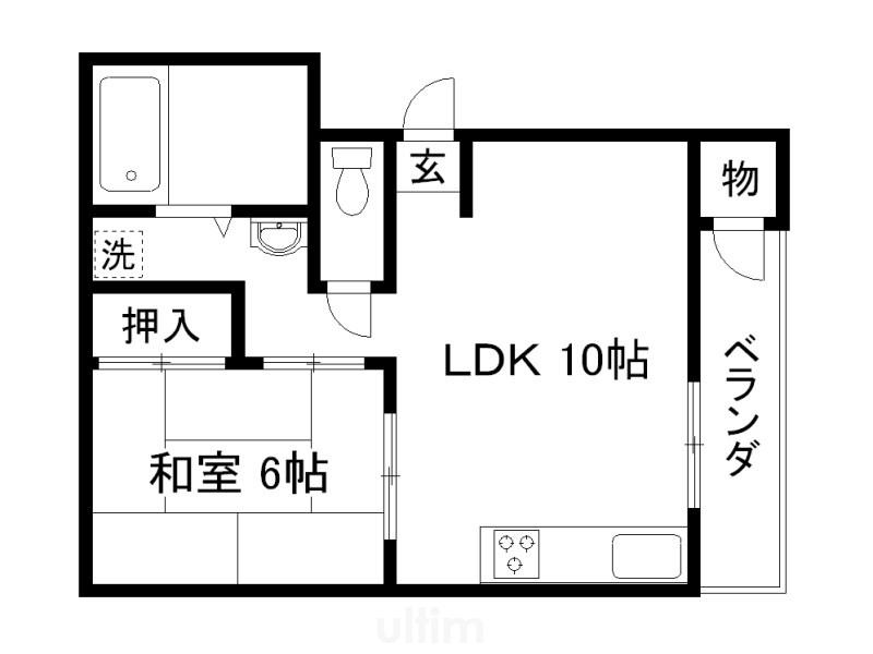 地下鉄烏丸線 五条駅(京都市営) 徒歩5分 9階建 築45年(1LDK/9階)の間取り写真