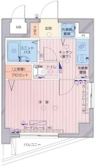ティアラ目黒洗足(1K/4階)の間取り写真