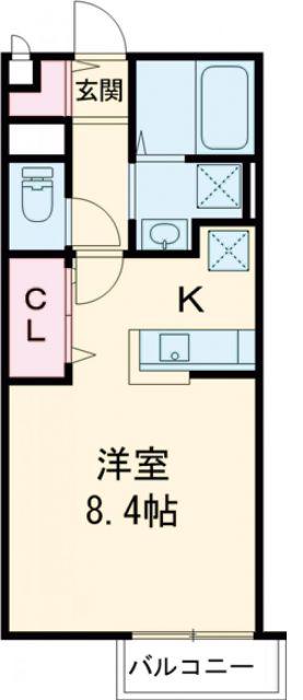 ワントゥリーヒル(ワンルーム/2階)の間取り写真
