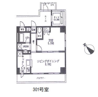 クエル田端(1LDK/6階)の間取り写真